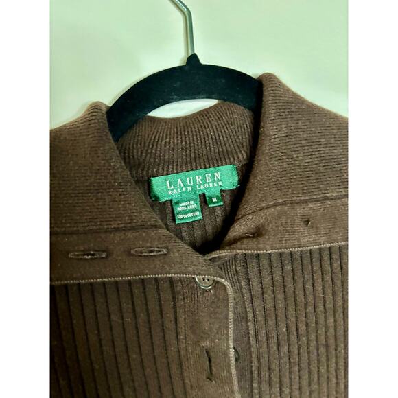 LAUREN Ralph Lauren sweater Brown Size Medium 3/4 Button Long Sleeve - Picture 8 of 15